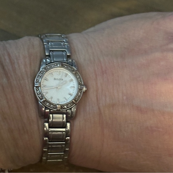 Bulova stainless steel real diamonds analog watch